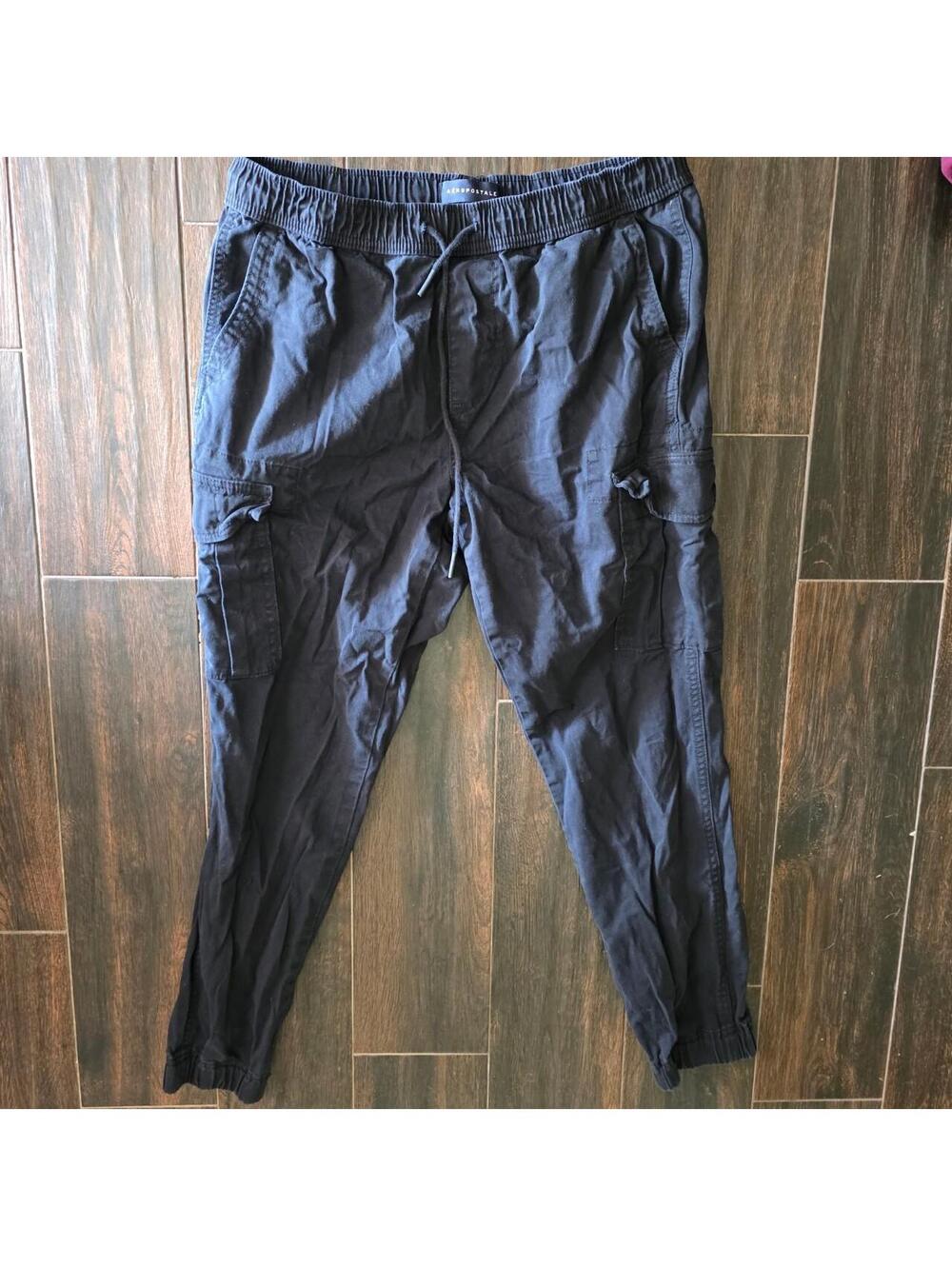 Aeropostale Men's Black and Navy Trousers